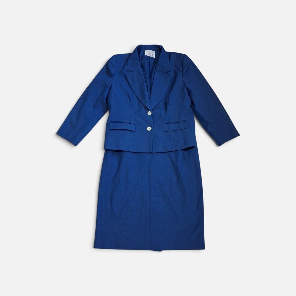 Pendleton Country Sophisticates Blue Skirt Blazer Suit Women's 8 USA Vintage